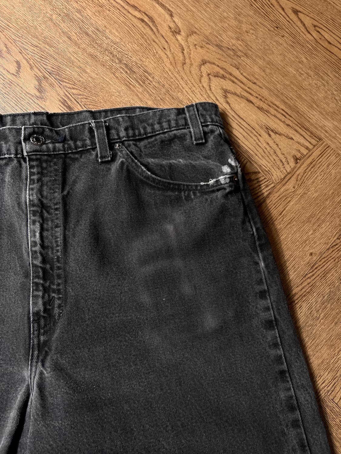 [40]90's 리바이스 USA 505 오렌지탭 빈티지워싱 흑청 데님팬츠 상품이미지3