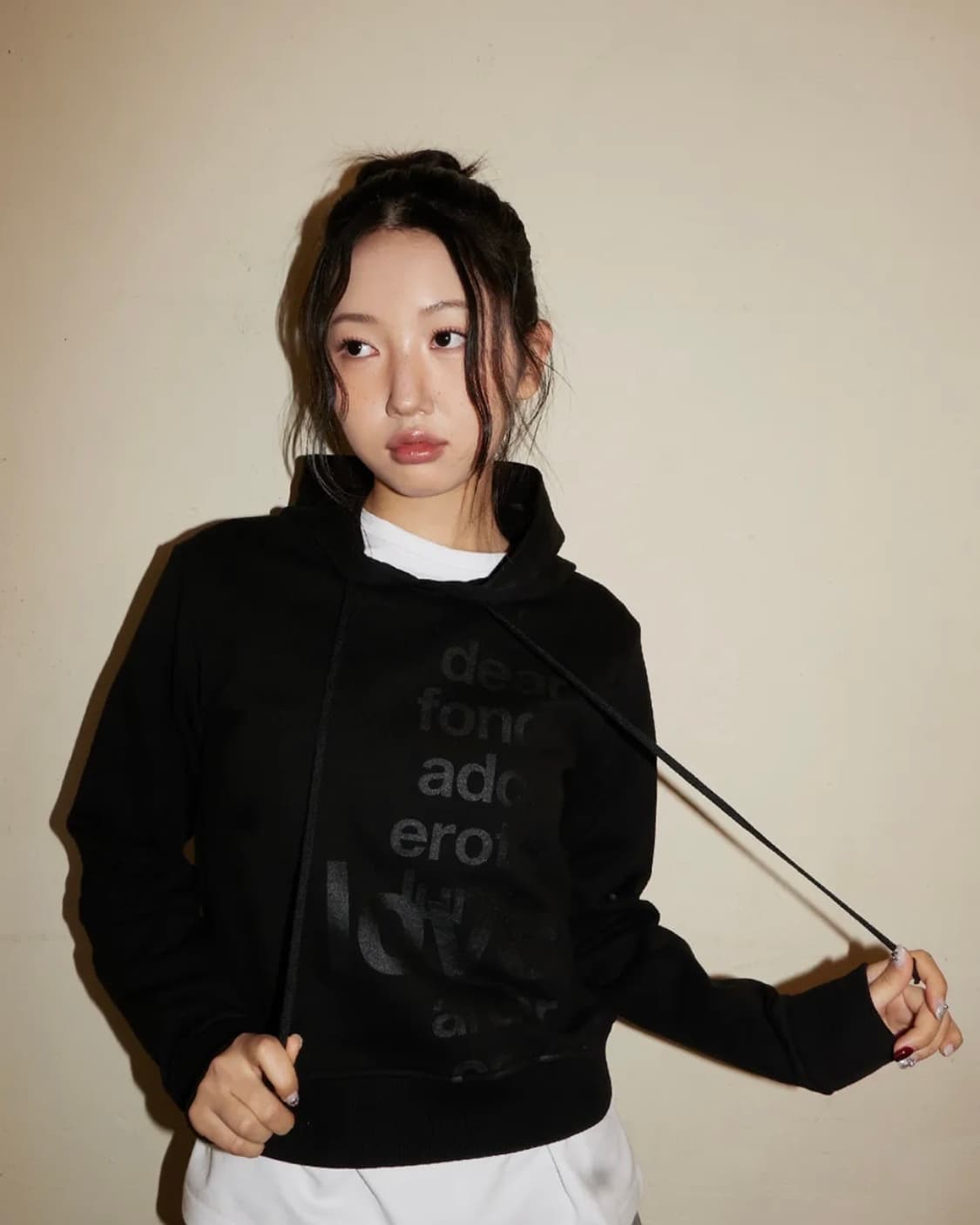 LETTERING HOODIE, BLACK 상품이미지3