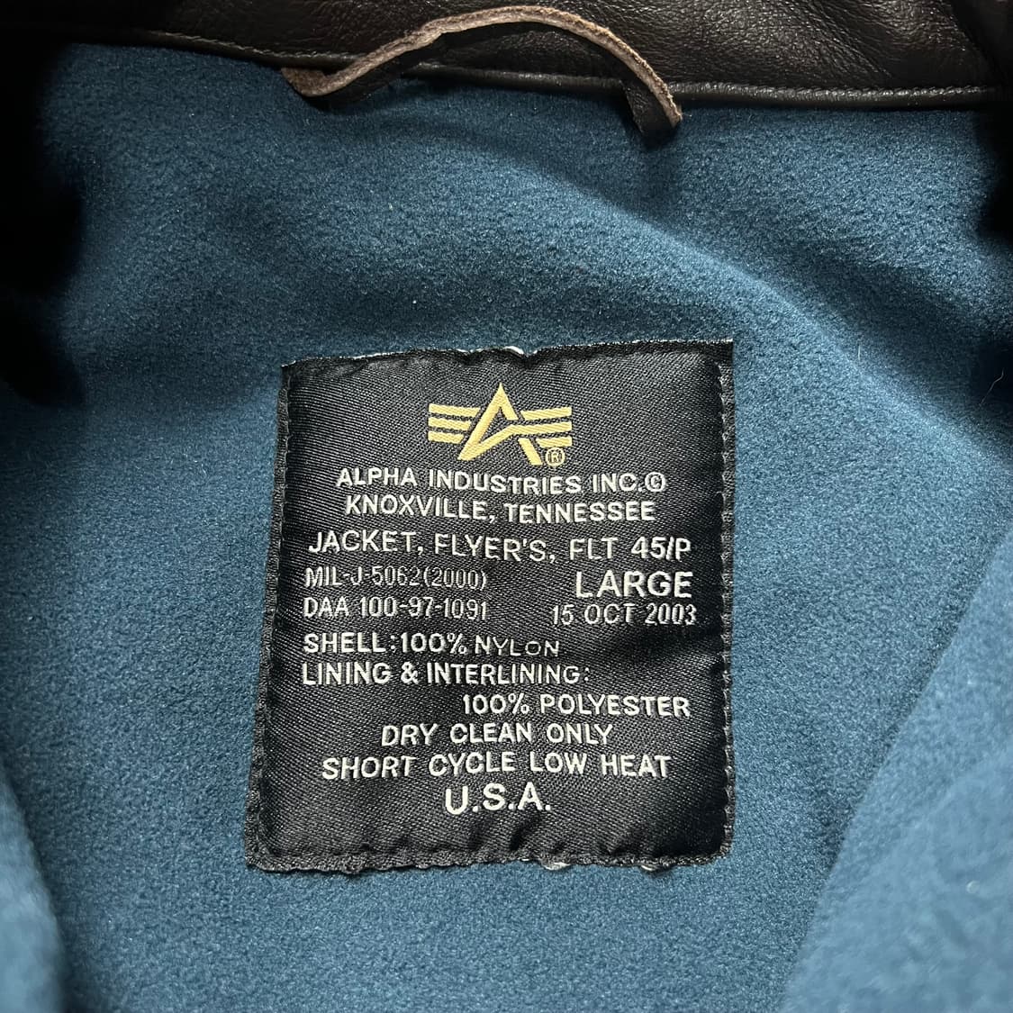 알파인더스트리 CWU-45P 레더 카라 항공 자켓 L 상품이미지3