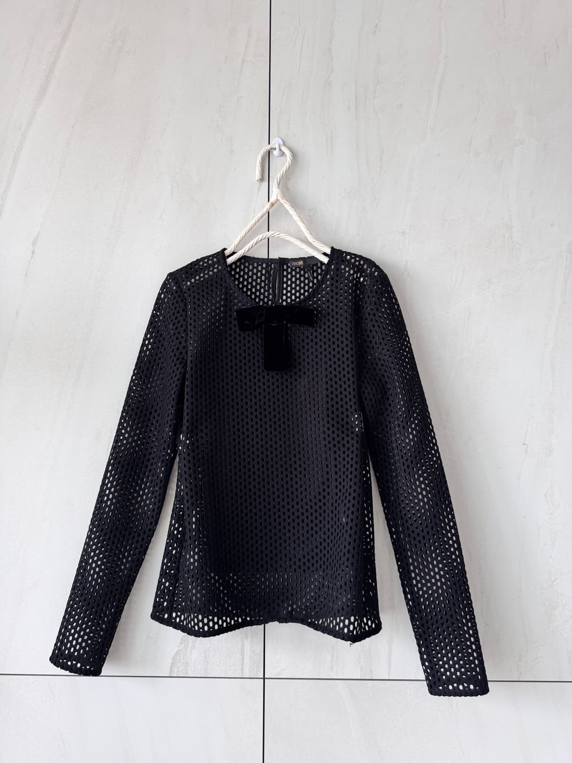 새상품 maje 블랙 리본 망사 블라우스 1사이즈a(55사이즈) 상품이미지9