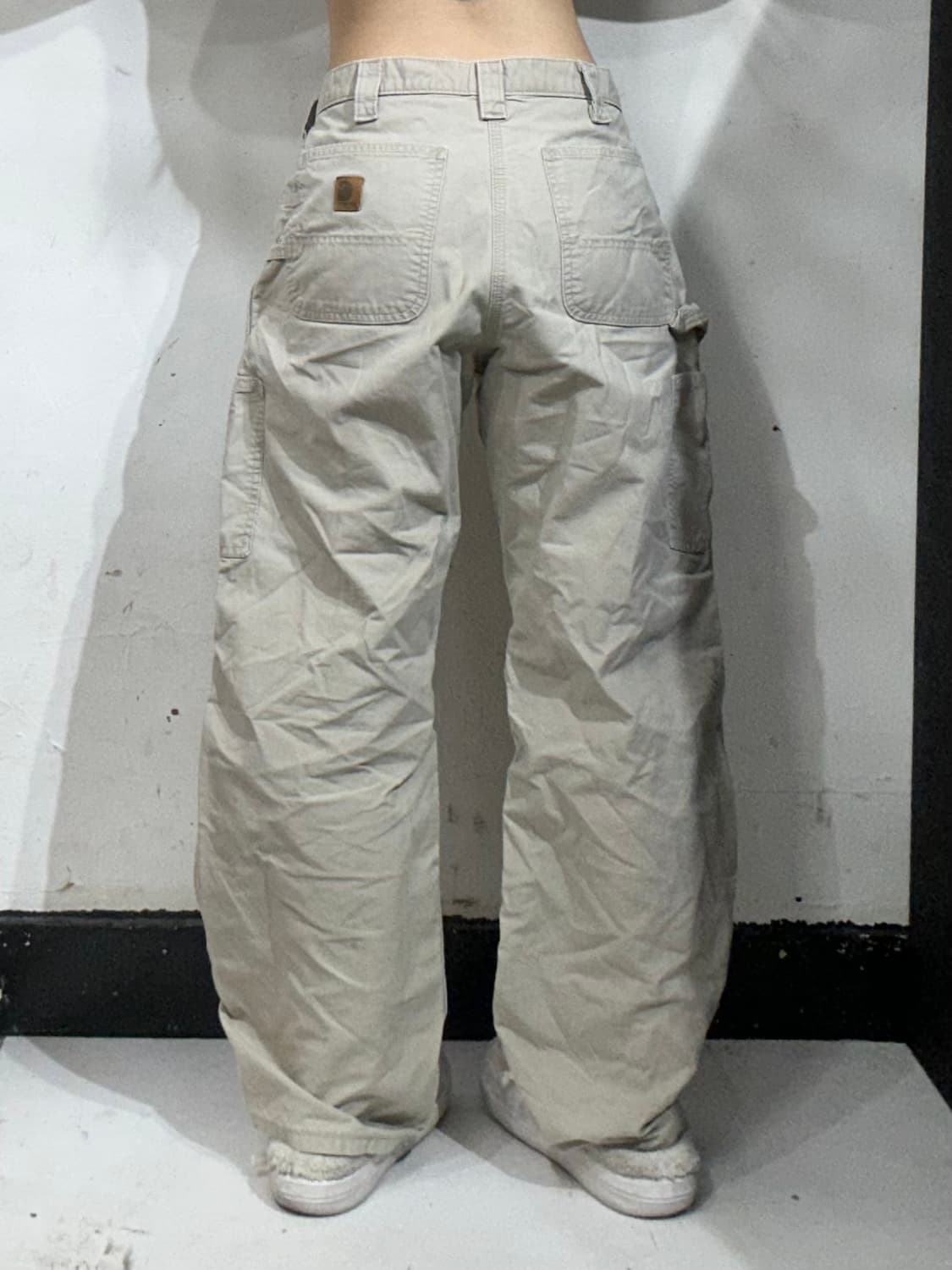 칼하트 b151 베이지 가죽탭 카펜터 와이드 워크 팬츠 바지 34 상품이미지3