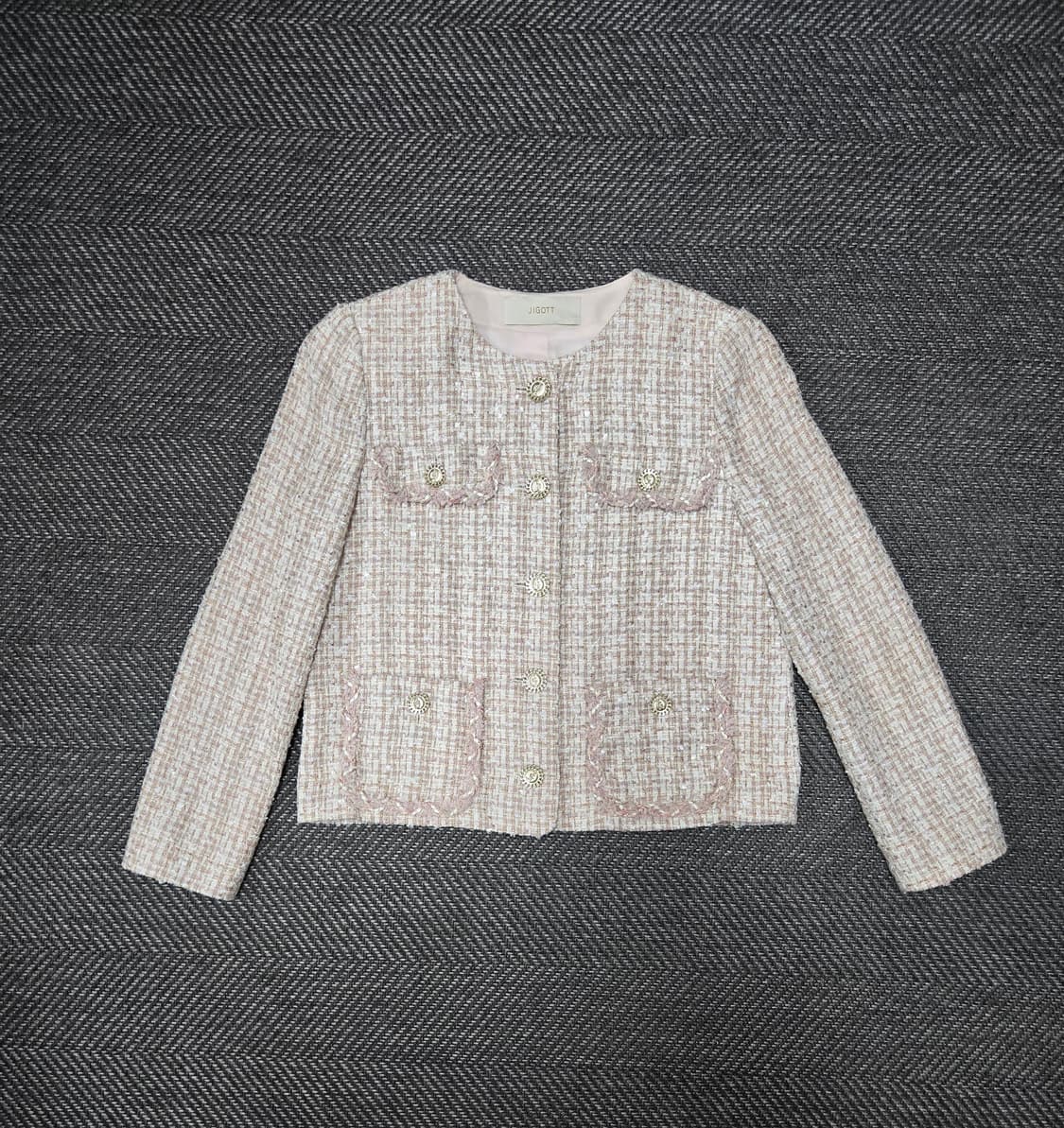 지고트 JIGOTT 핑크 트위드 자켓 상품이미지1