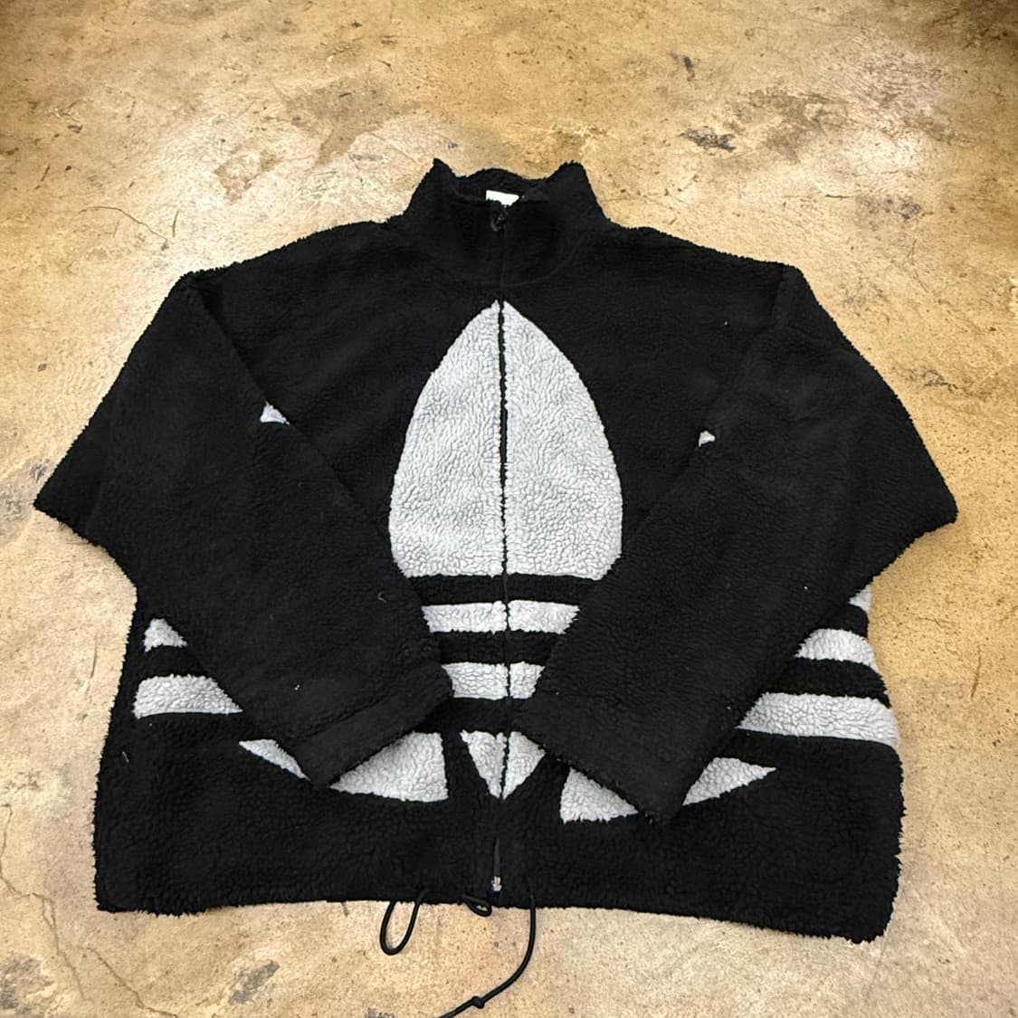 [정품/2XL] 아디다스 블랙 트레포일 뽀글이 플리스 b19 상품이미지2