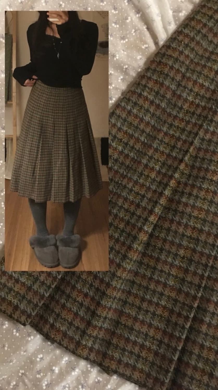 체크 미디 플리츠 스커트 상품이미지1