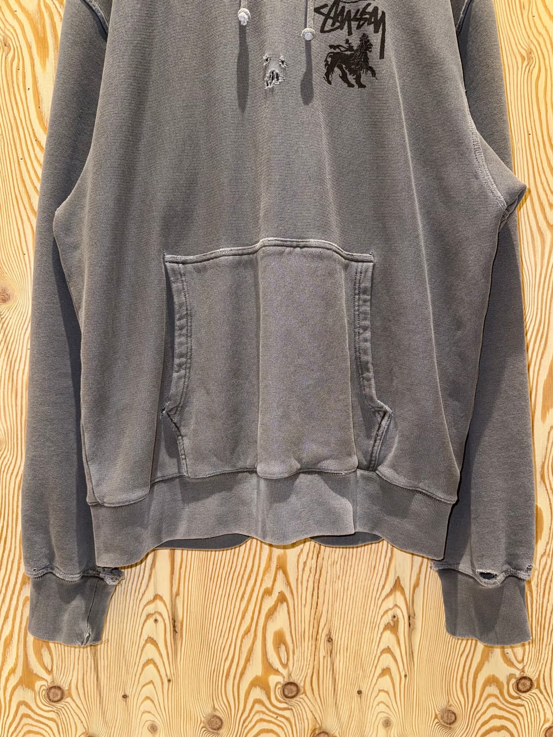 스투시 라스타 라이언 피그먼트 다이드 데미지 후드티 상품이미지4