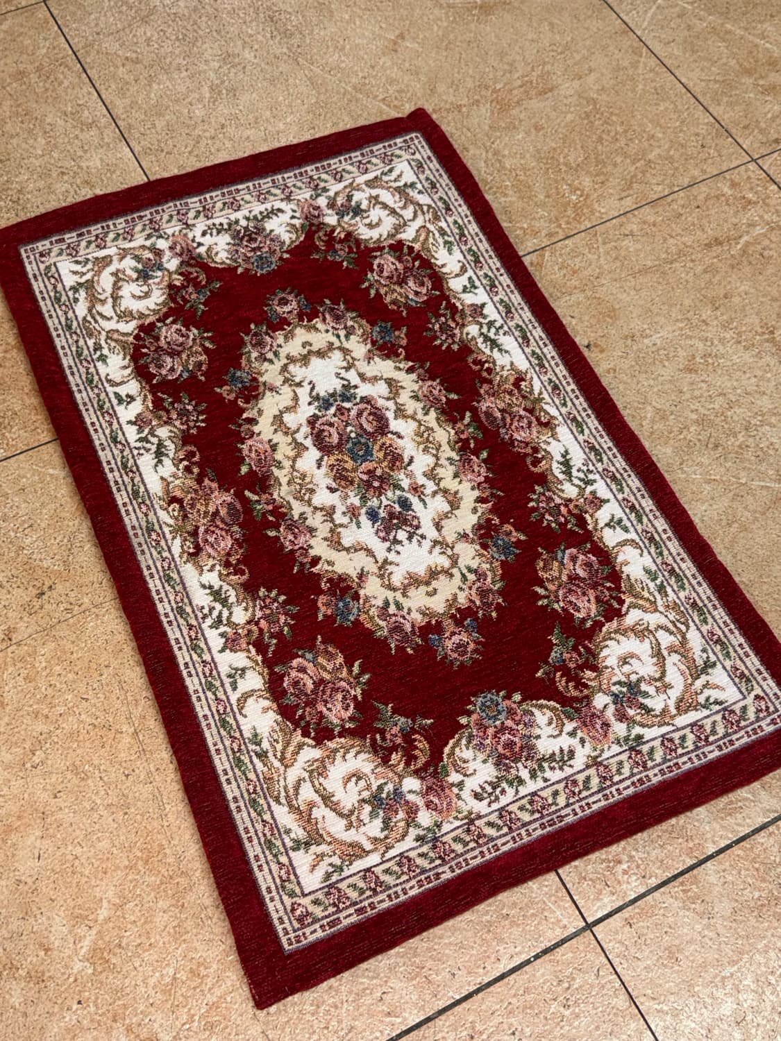 에스닉 패턴 레드 러그 발매트 상품이미지1