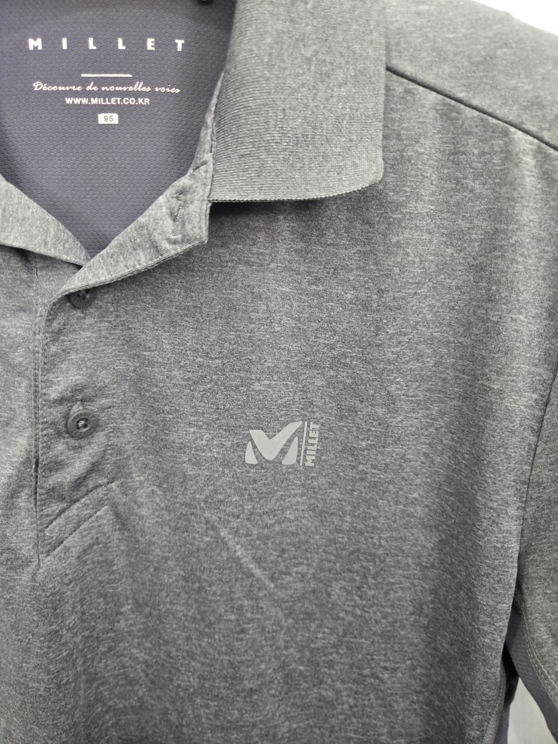 95,M )) MILLE 밀레 카라 반팔티셔츠! 그레이 색상~ 상품이미지2