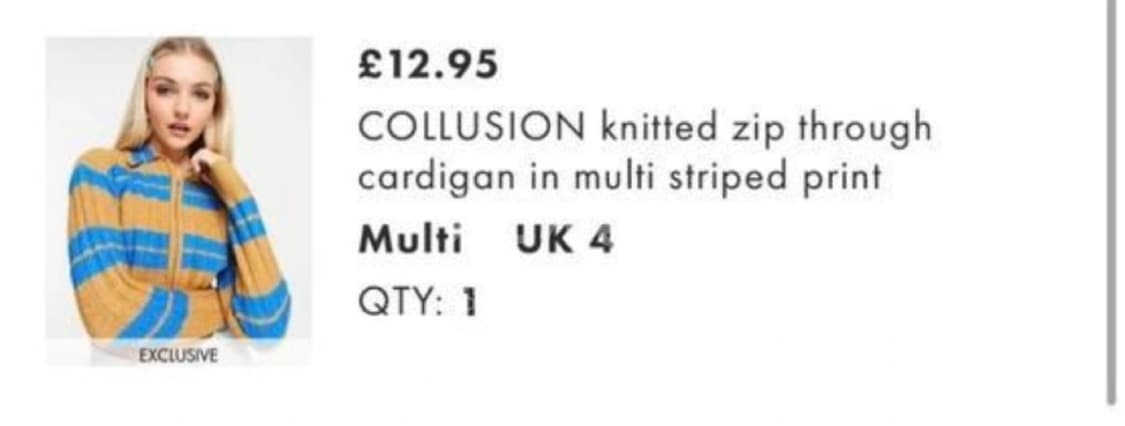 아소스 asos collusion 니트 집업 가디건 멀티스트라이프 상품이미지2