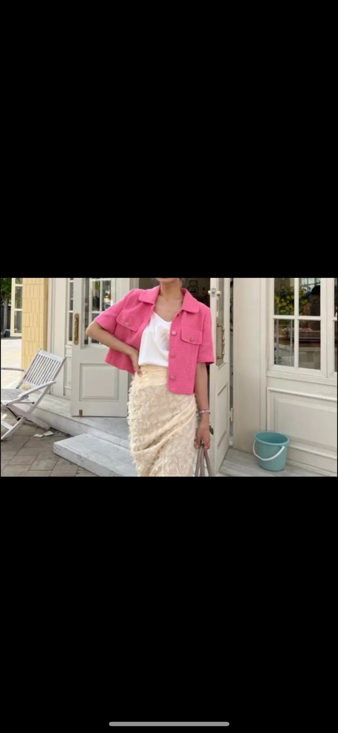 올리브데올리브 크롭 싱글 트위드 자켓 핑크 66 상품이미지1