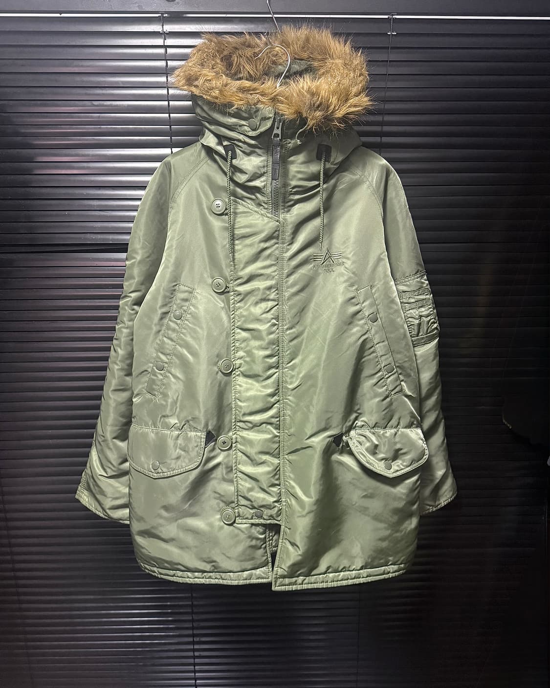 알파인더스트리 N-3B 하이넥 야상 누빔 밀리터리 워크 피쉬테일 털 M 상품이미지3