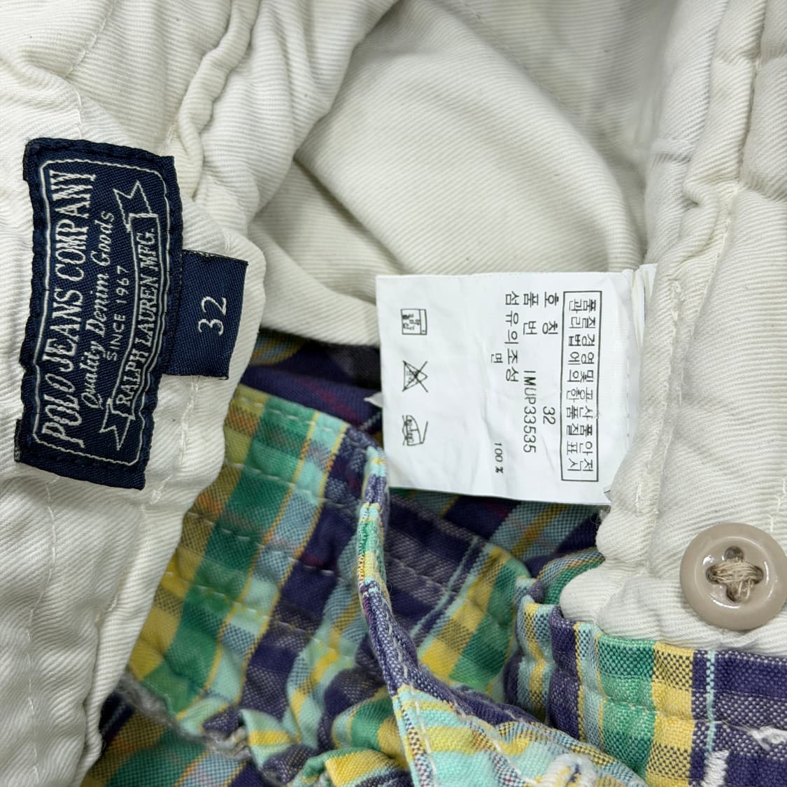 폴로 진스 컴퍼니 체크 포켓 카고 반바지 32 상품이미지3