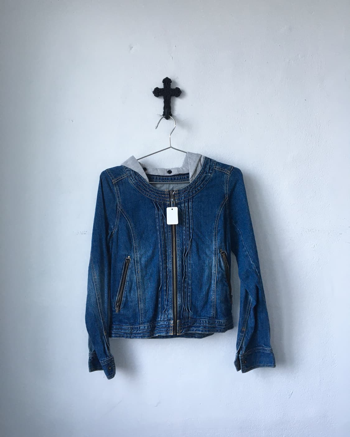 Hood layered denim jacket 상품이미지1