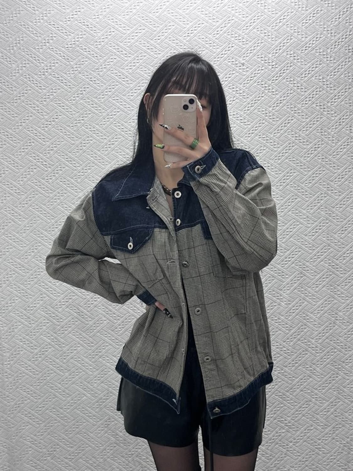 스와거 유니크 캐주얼 체크 트러커 데님 자켓 XL C08863 상품이미지1