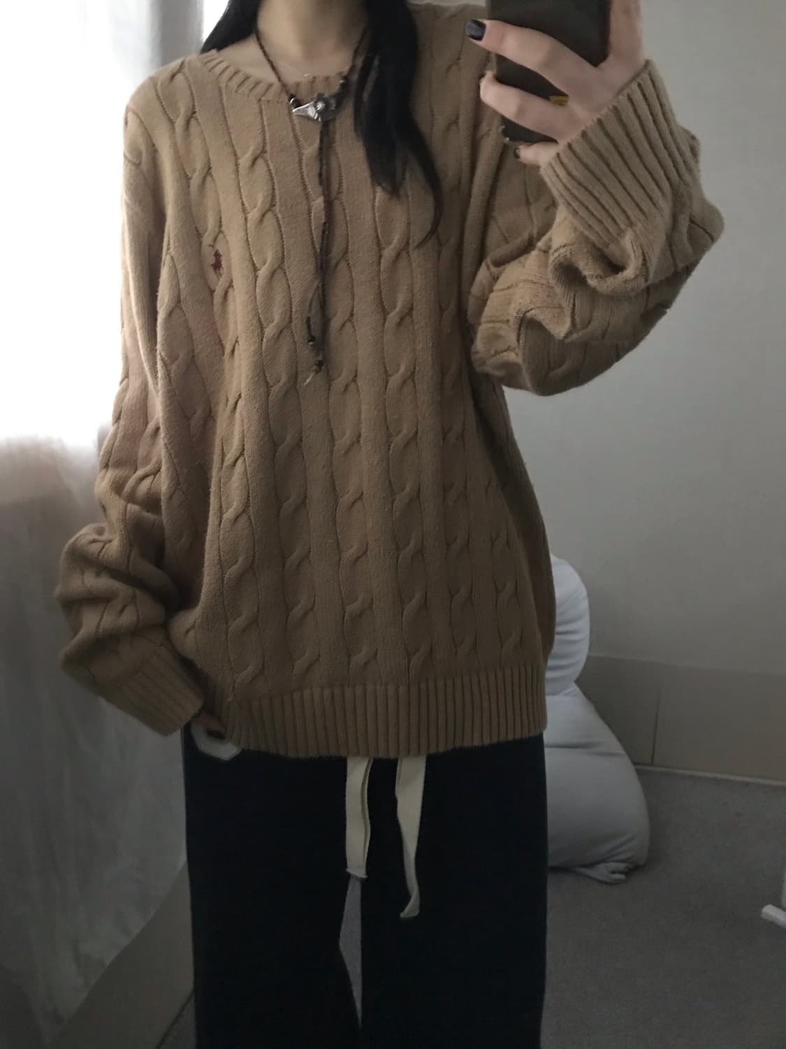 폴로 베이지브라운 케이블 니트 상품이미지6