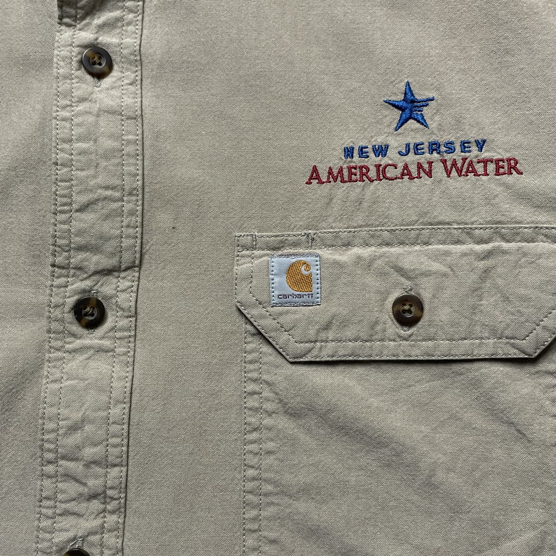 CARHARTT 칼하트 빈티지 베이지 코튼 워크 반팔 셔츠 A00793 상품이미지4