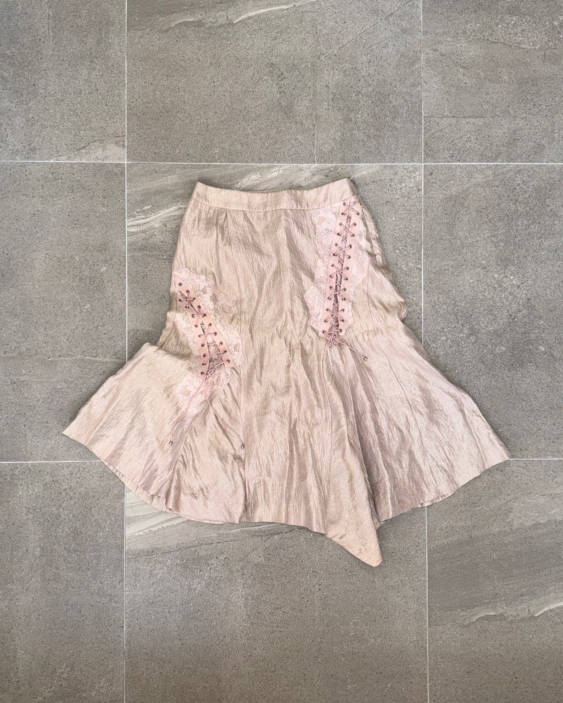 Indi pink satin fairy laceup unbal skirt 상품이미지1