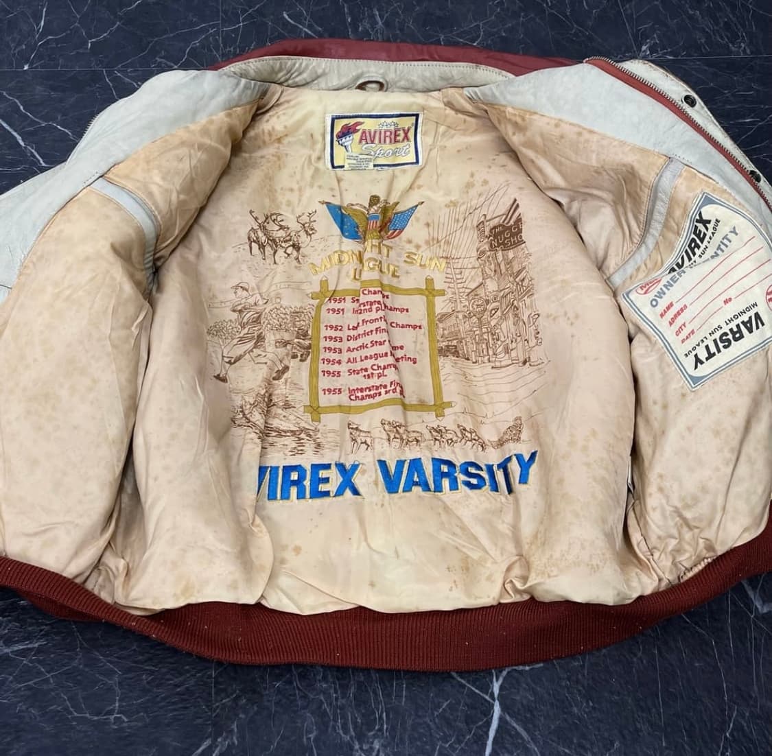 L(XL)아비렉스 90's 패치워크 천연가죽 바시티자켓 상품이미지4