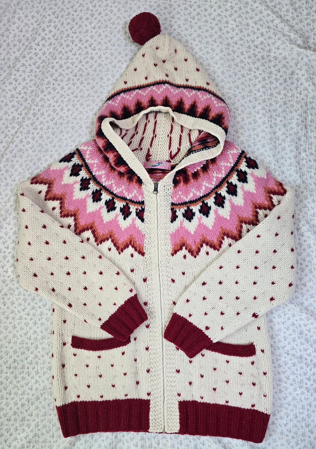 하트 땡땡이 니트집업 코위찬 모리걸 상품이미지5