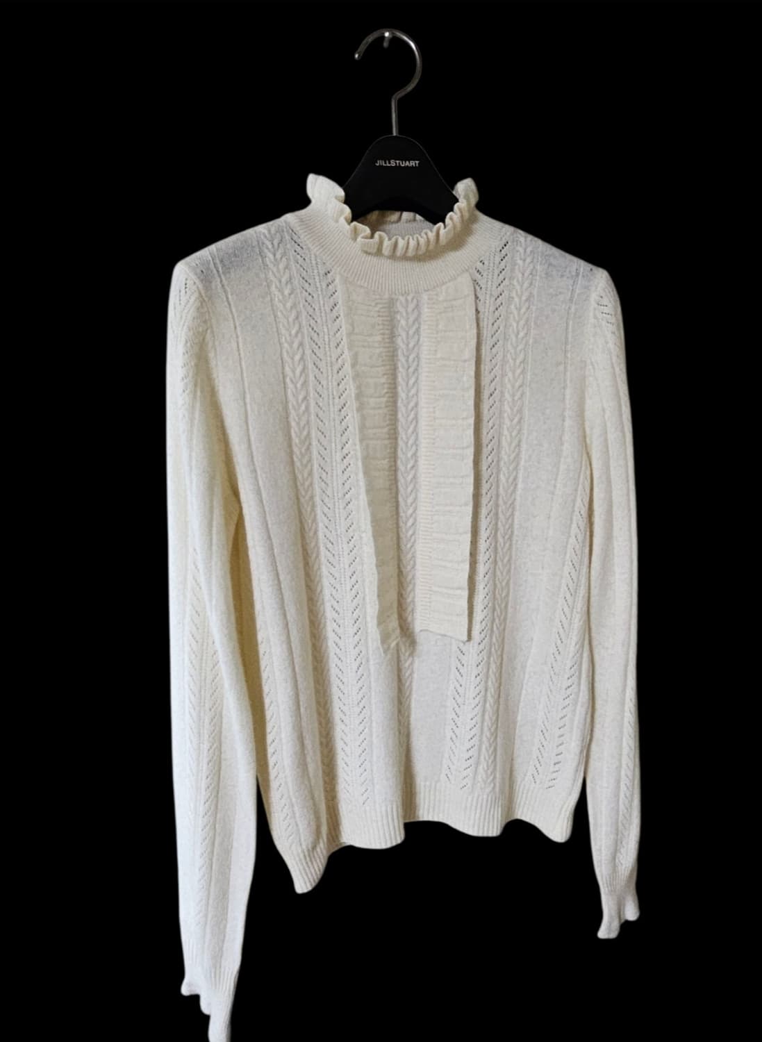 앳코너 아이보리 모크넥 프릴 장식 여성 니트 스웨터 S 상품이미지5