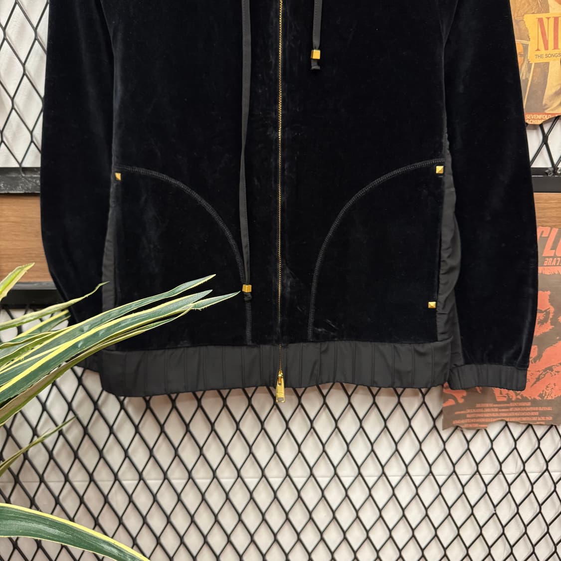 소니아 리키엘 벨루어 후드 집업 자켓 전면 포켓 포인트 블랙 상품이미지4