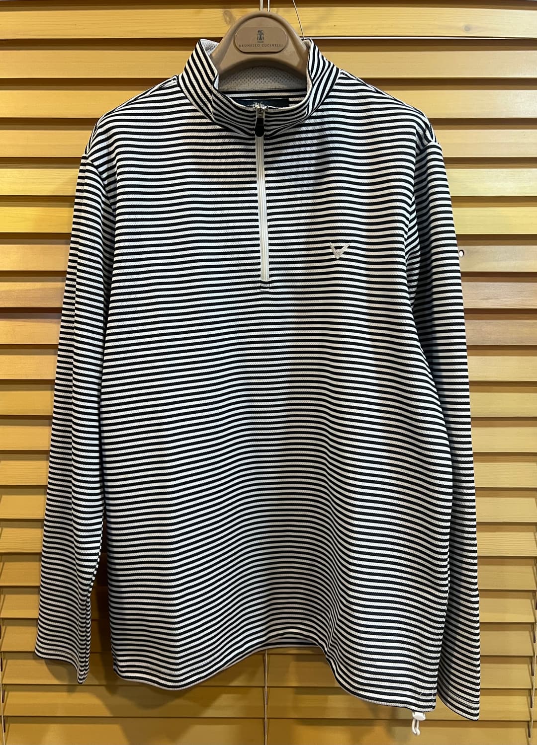 캘러웨이 블랙 스트라이프 골프 반집업티셔츠  상품이미지1