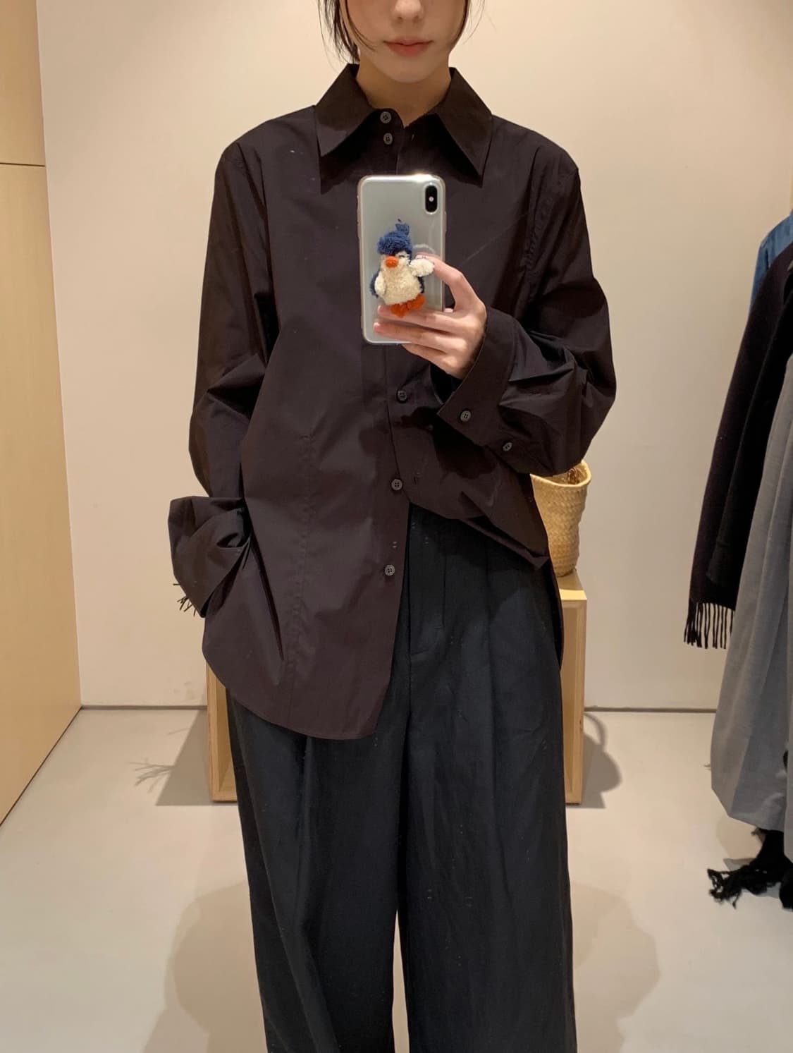 코스COS코튼 블렌드 오버사이즈 셔츠 브라운 상품이미지8