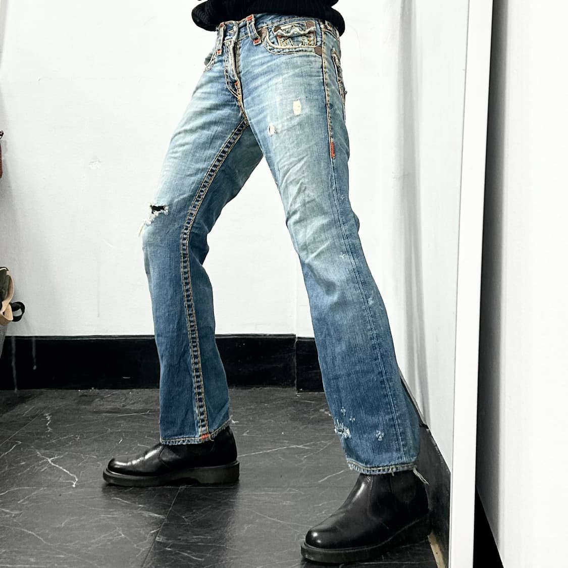 트루릴리전 월드투어 데미지 데님 팬츠 상품이미지3