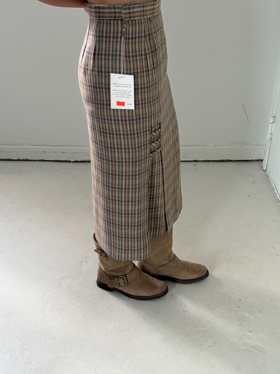 일본빈티지 체크 롱스커트 상품이미지2