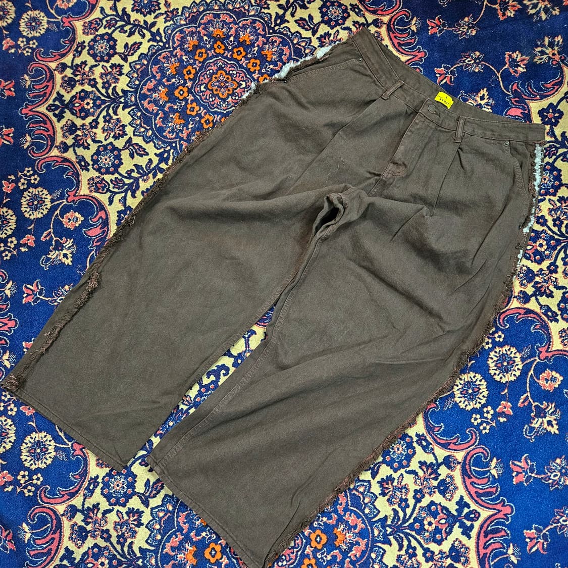 쏘지(SSOJI) 사이드 테슬 브라운 와이드 데님 팬츠 L 상품이미지2