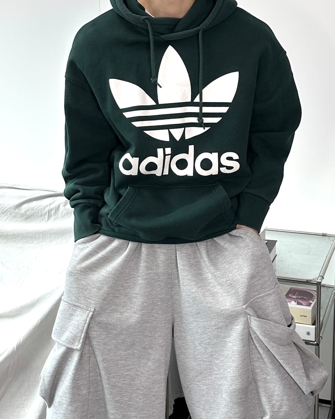 아디다스 딥그린 빅로고 후드티 XS 상품이미지1