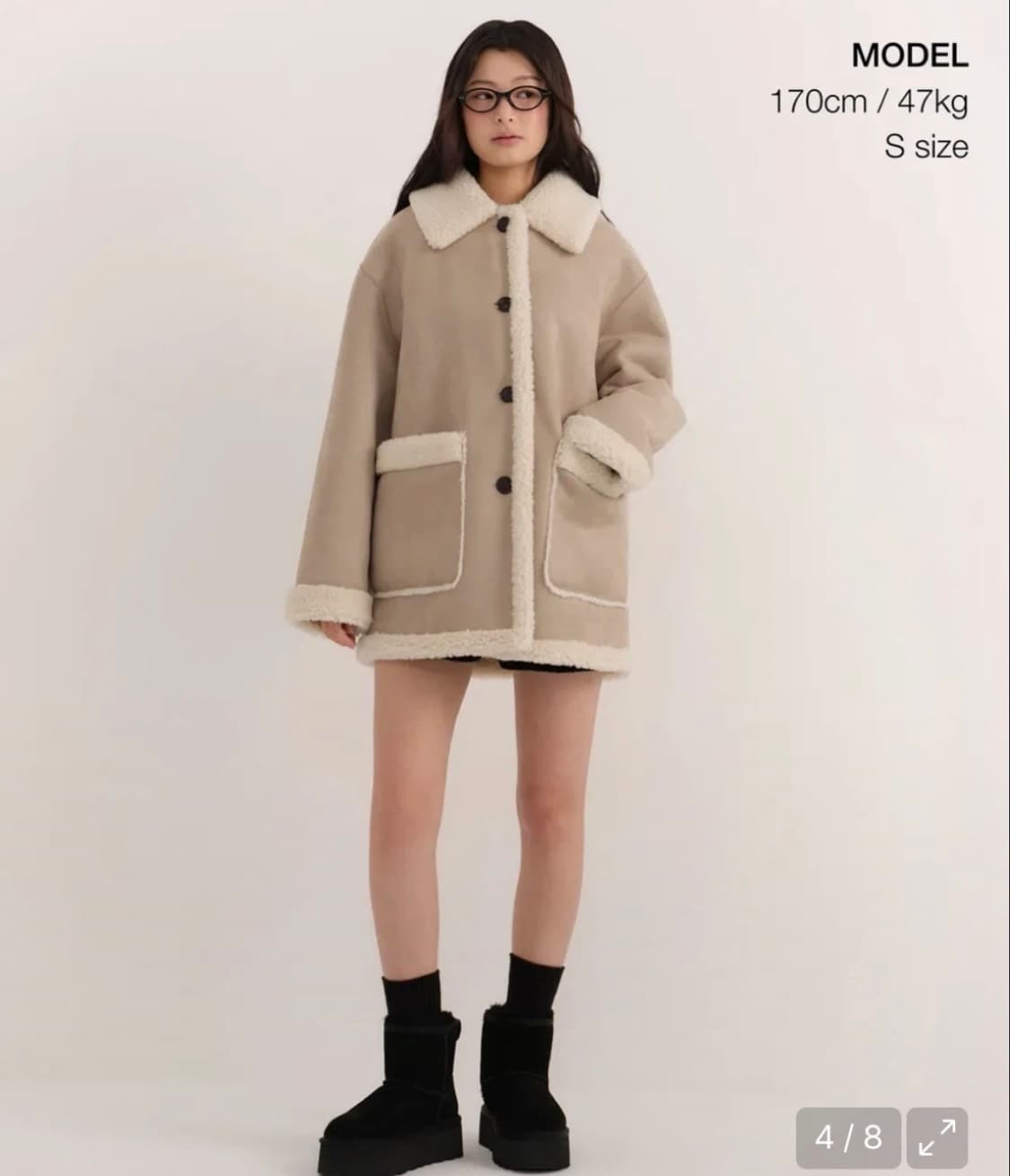 무신사 스탠다드 우먼즈 리버서블 스웨이드 무스탕 양면 코트 베이지 S 상품이미지3