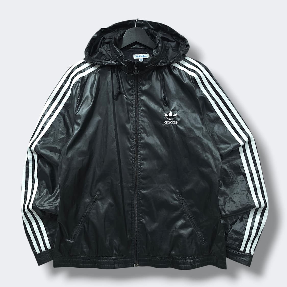 [L] 아디다스 블랙&화이트라인 오리지널 유광 풀집 후드 바람막이 상품이미지1