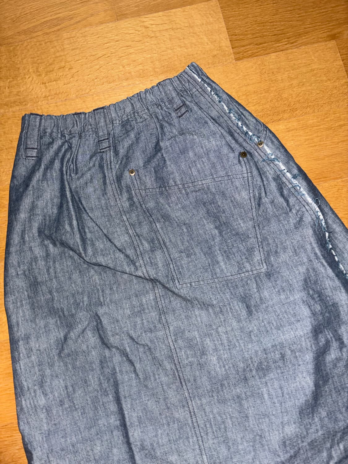 빈티지 그런지 밴딩 청 미디 스커트 상품이미지3