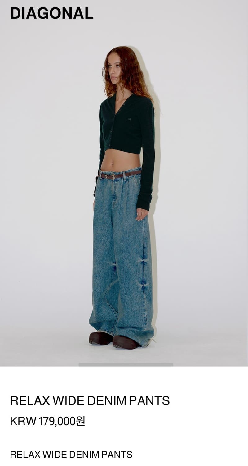Diagonal relax wide denim pants 상품이미지3