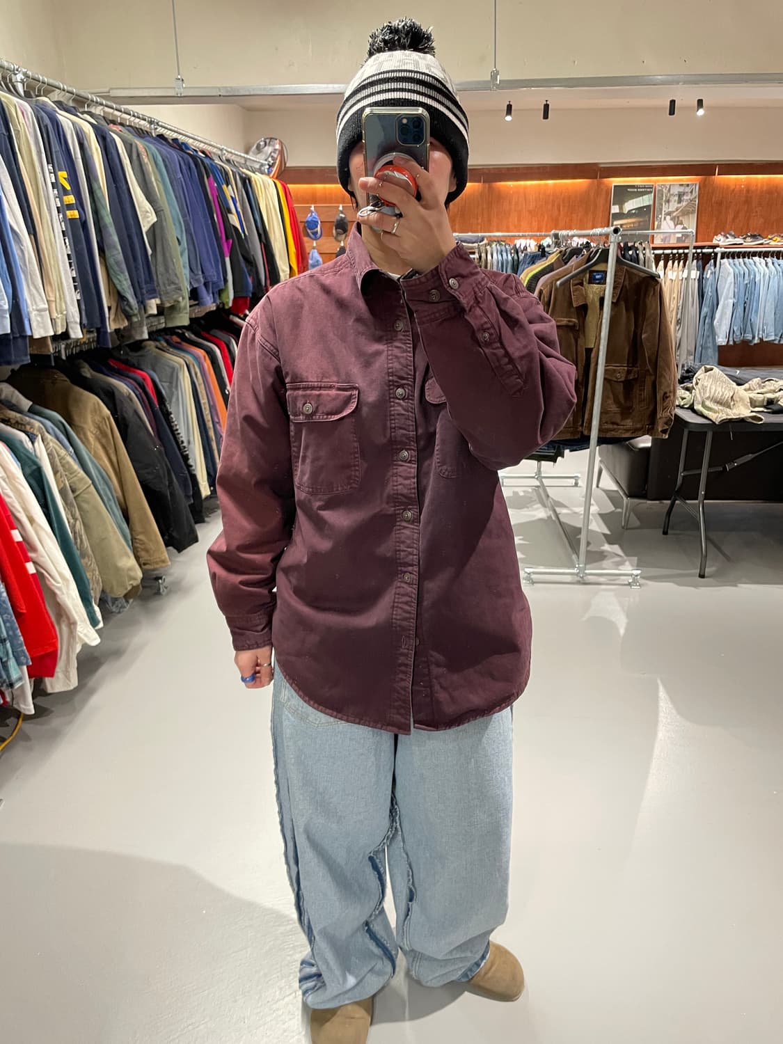 빈티지 버건디 플리스 셔츠 상품이미지2