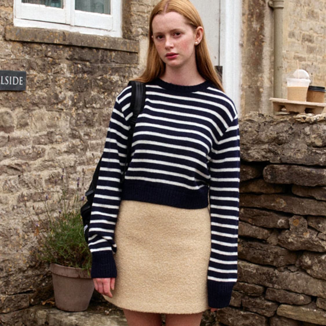 앤유(and you) 리버티 스트라이프 크롭 울니트 55-66 새상품 상품이미지2