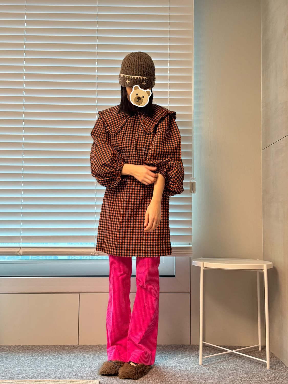 Ganni 깅엄 체크 시어서커 원피스 상품이미지1