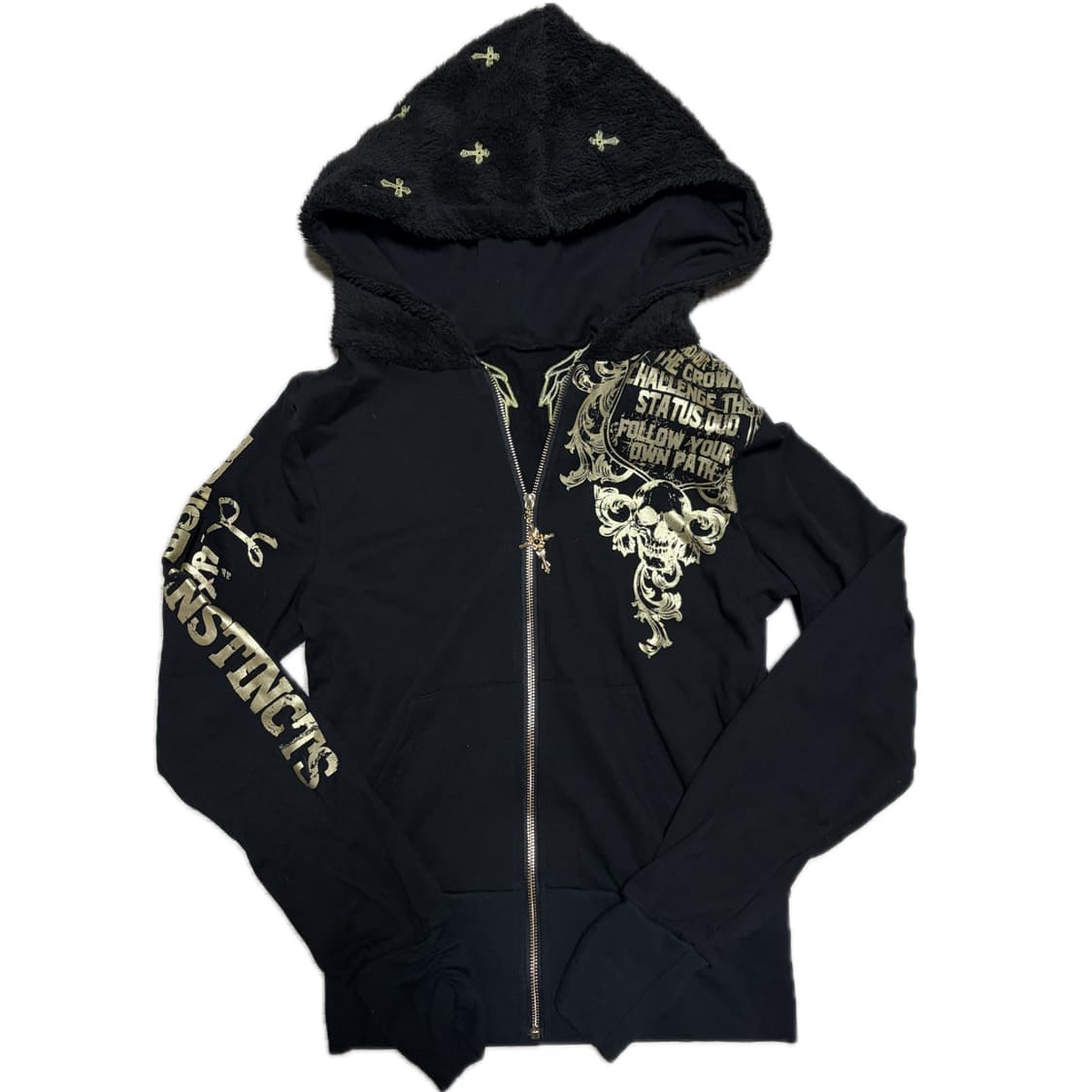 오네갸루 펑크 2000s 빈티지 자수 디테일 퍼 후드집업 세실맥비 상품이미지4