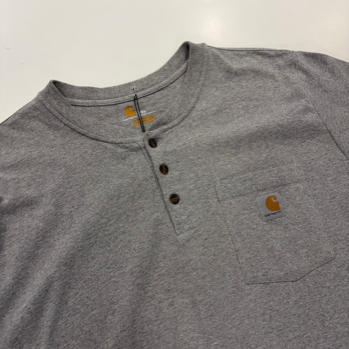 [2XL] 칼하트 포켓 반팔 헨리넥 티셔츠 그레이 D999 상품이미지3