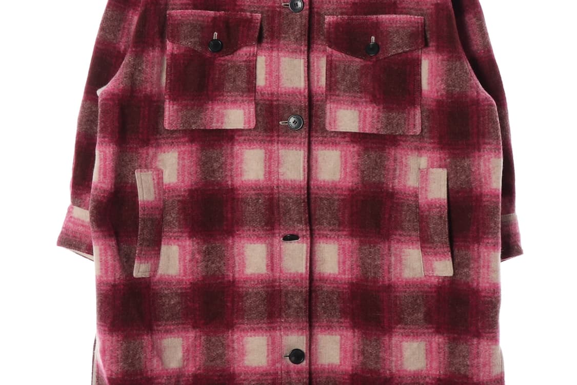 [L]이자벨마랑 버건디 핑크 체크 울 셔츠 롱 코트
 상품이미지3