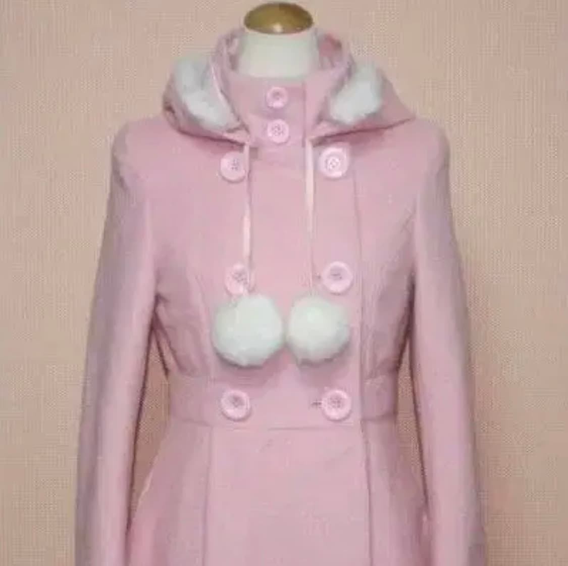 리즈리사 라떼갸루 폼폼 후드 코트 핑크 퍼 상품이미지7