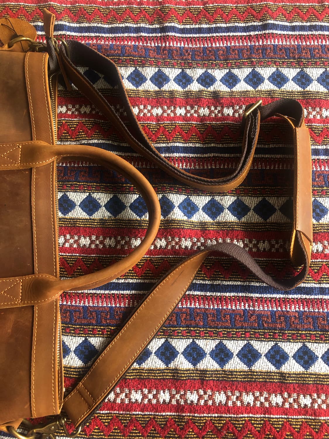 빈티지 브라운 레더 토트백 미사용 상품이미지5