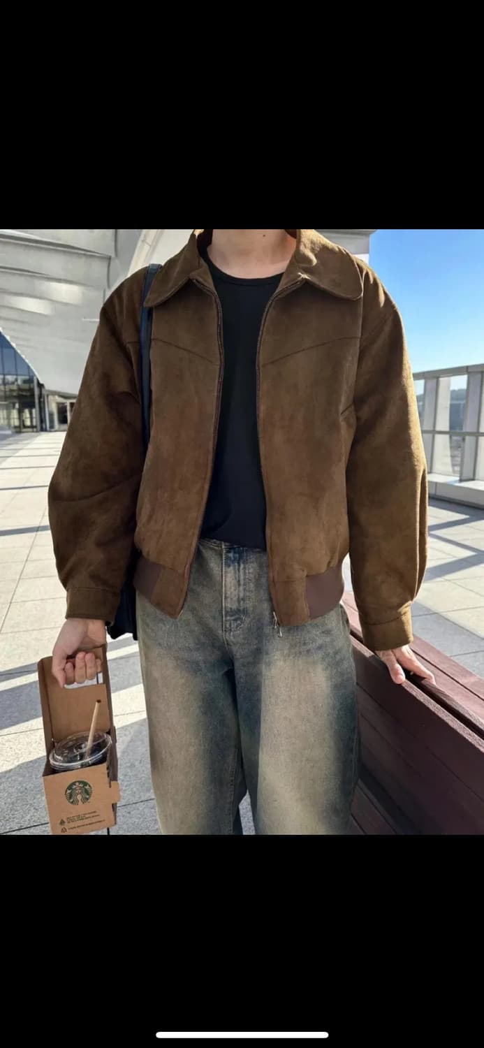 어라이브 브라운 스웨이드 블루종 자켓 상품이미지2