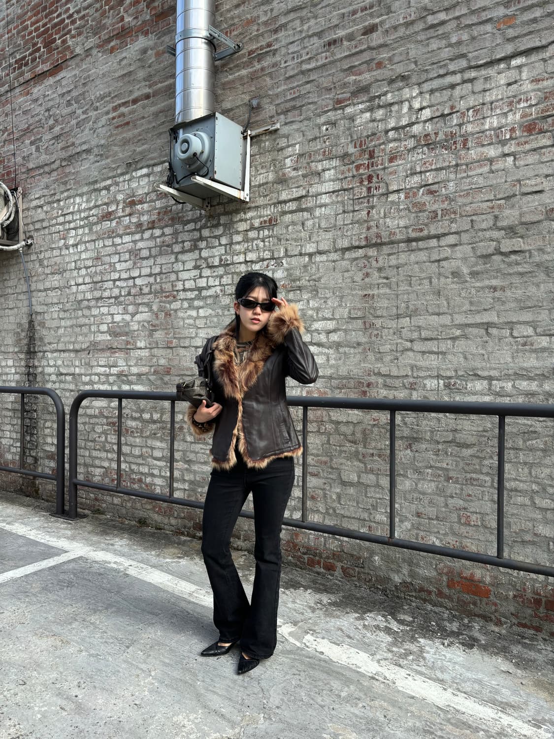 이태리양가죽 레오파드 퍼 트리밍 재킷 상품이미지3