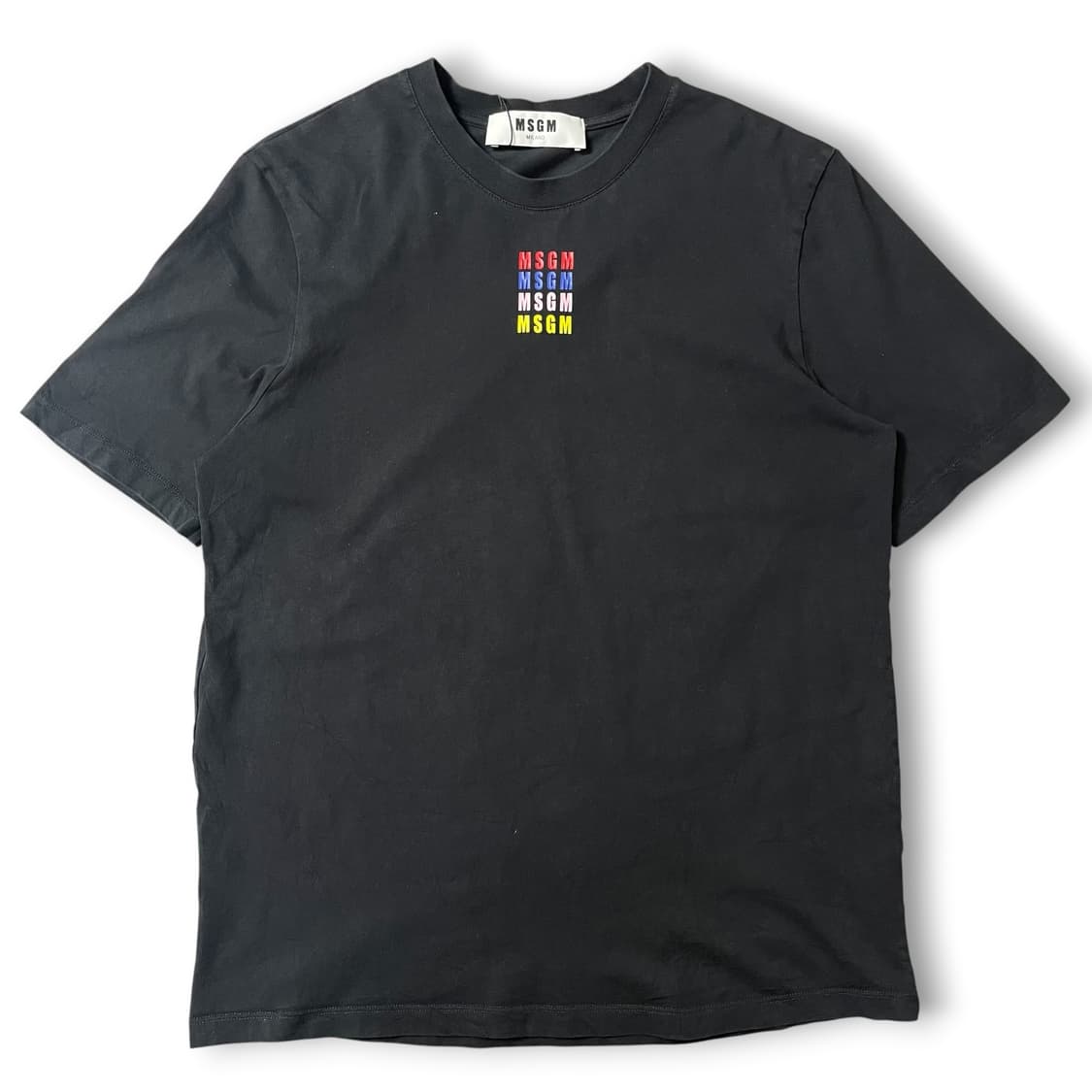 MSGM 멀티컬러 스퀘어로고 블랙 반팔 티셔츠 XS 상품이미지1
