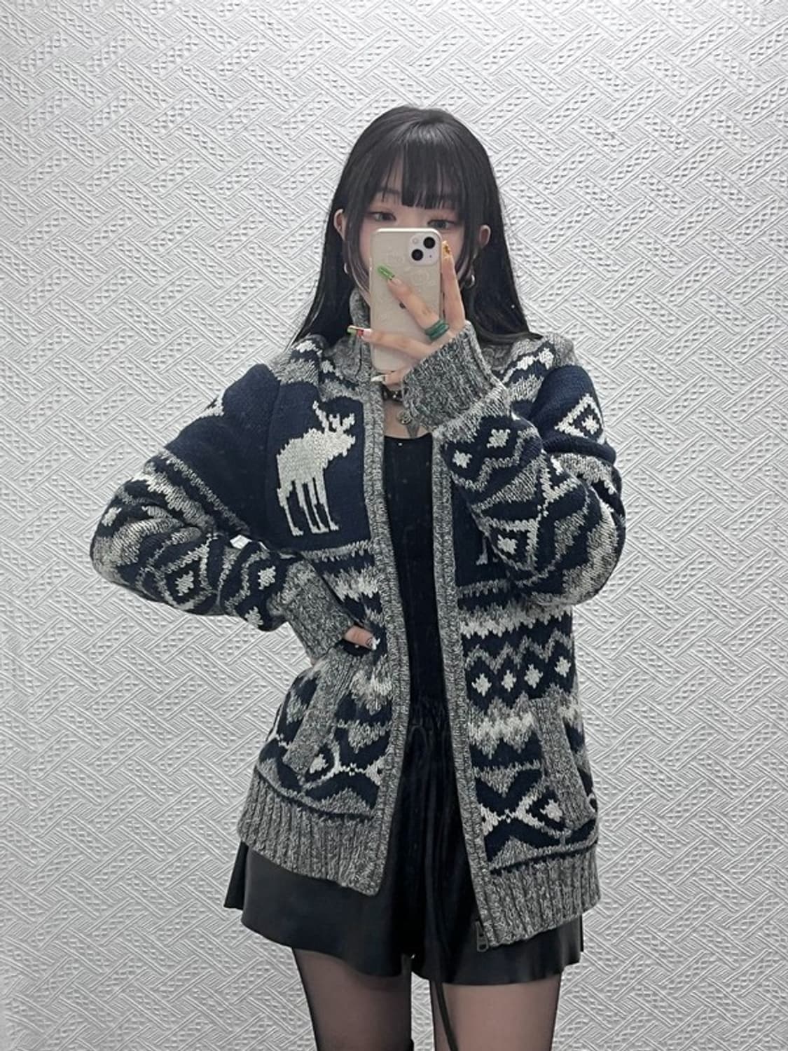 아베크롬비 하이넥 폭닥 노르딕 코위찬 울 집업 가디건 XL C09473 상품이미지2