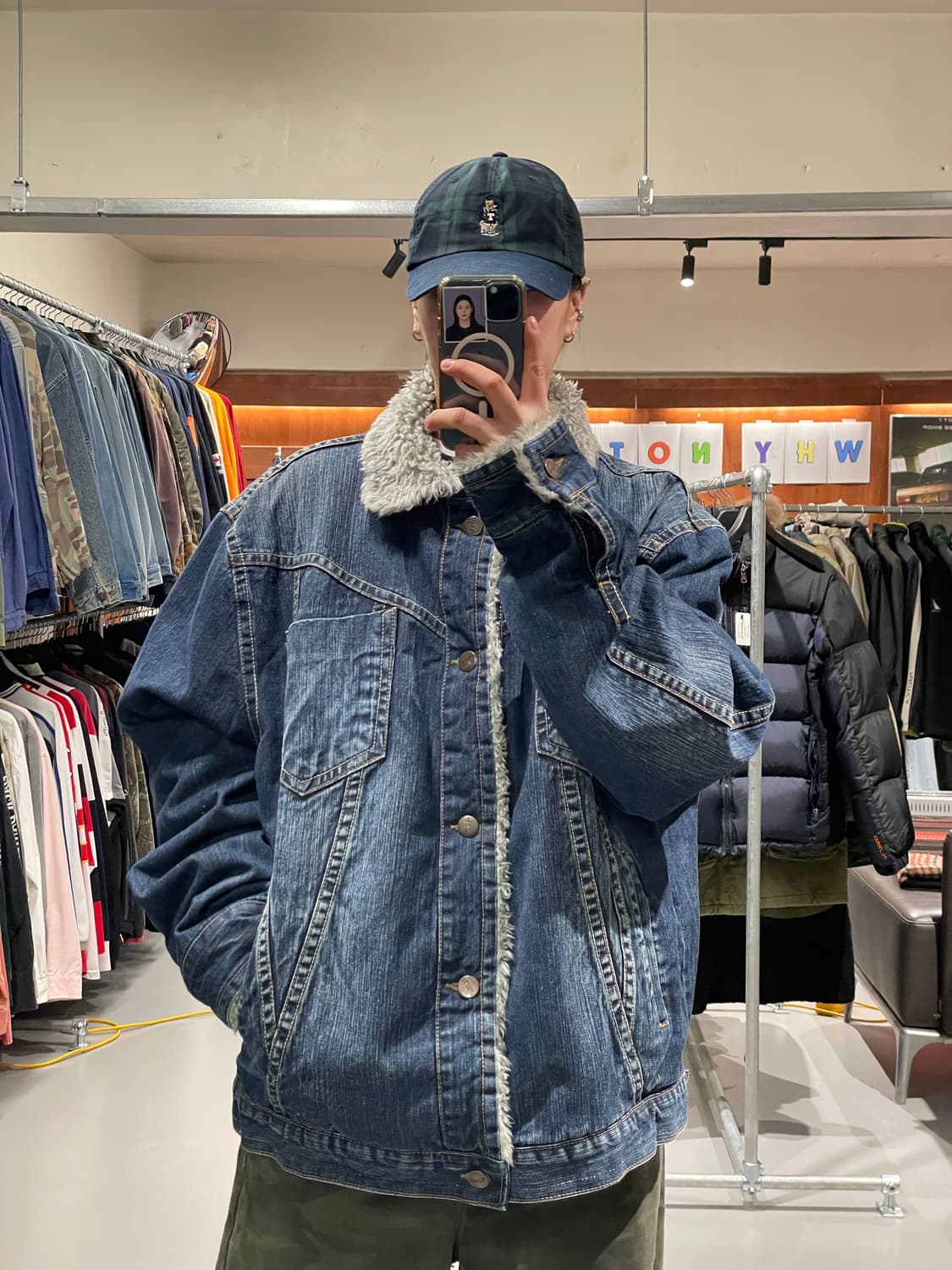 빈티지 빅사이즈 쉐르파 데님 자켓 상품이미지1