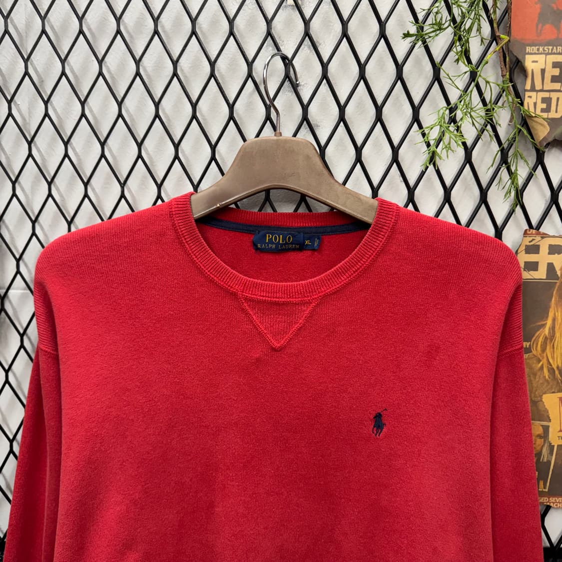 폴로 랄프로렌 니트 스웻셔츠 레드 블랙 포니 로고 포인트 레드 상품이미지3