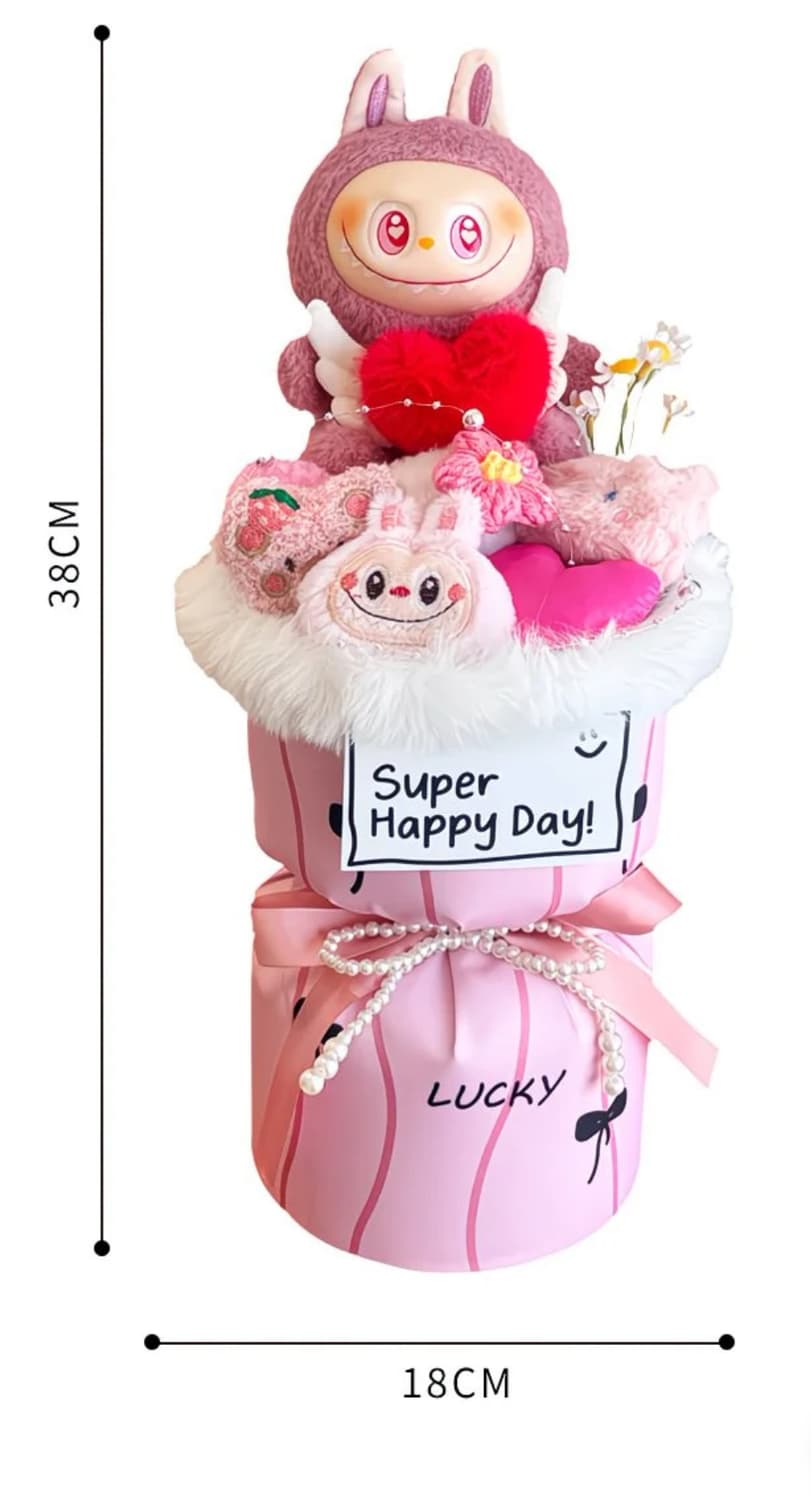 라부부인형가방고리꽃다발 화이트/핑크 상품이미지6