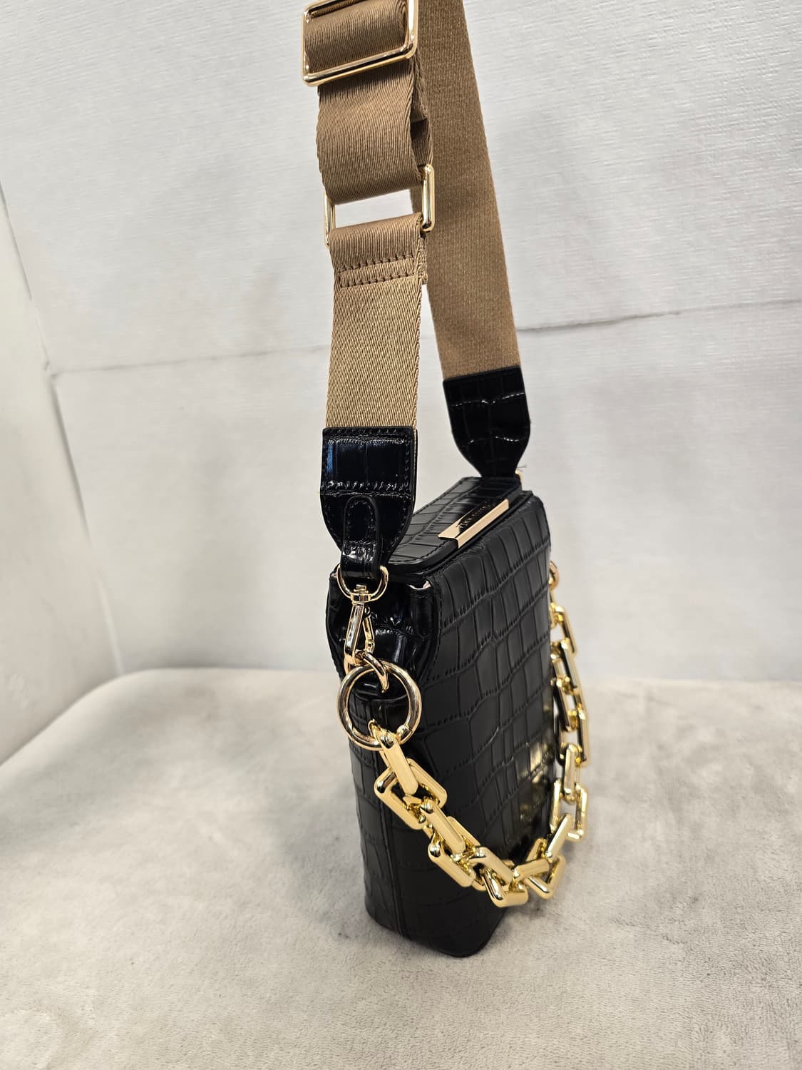 거의새거) 핀에스커 블랙 악어 패턴 미니 크로스백 토트백  폰백 상품이미지3